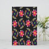 Elegant Red Floral Briefpapier (Staand voorkant)
