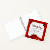 Elegant Red Floral Budget Wedding Guest Book Notitieboek (Binnen)