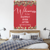 Elegant Red Floral Calligraphy Wedding Welcome Canvas Afdruk (Insitu (Slaapkamer))
