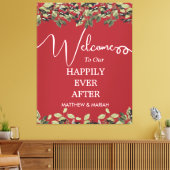 Elegant Red Floral Calligraphy Wedding Welcome Canvas Afdruk (Insitu (Woonkamer))