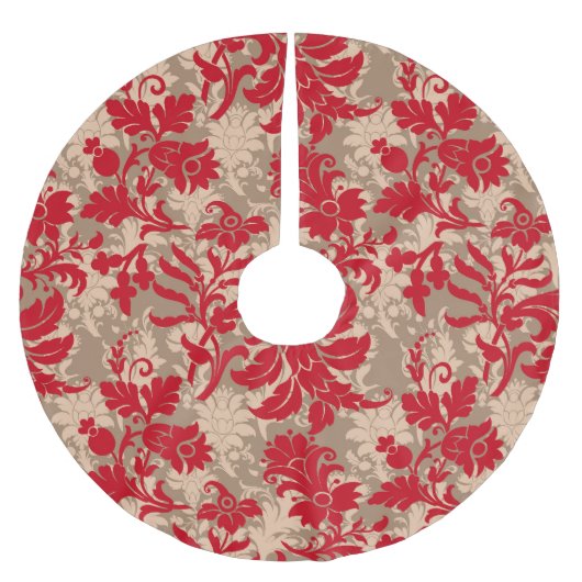 Elegant Red Floral Christmas Kerstboom Rok (Voorkant)