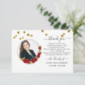 Elegant Red Floral Funeral Hartelijk dank Bedankkaart (Staand voorkant)