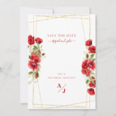 Elegant Red Floral Geometric sparen de datum Save The Date (Voorkant)