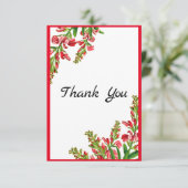 Elegant Red Floral Greenery traditioneel Bedankkaart (Staand voorkant)