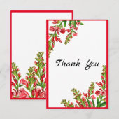 Elegant Red Floral Greenery traditioneel Bedankkaart (Voorkant / Achterkant)
