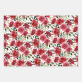 Elegant Red Floral Inpakpapier Vel (Voorkant)