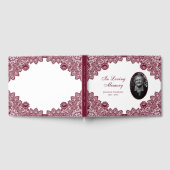 Elegant Red Floral Lace Funeral Photo Gastenboek (Volledig)
