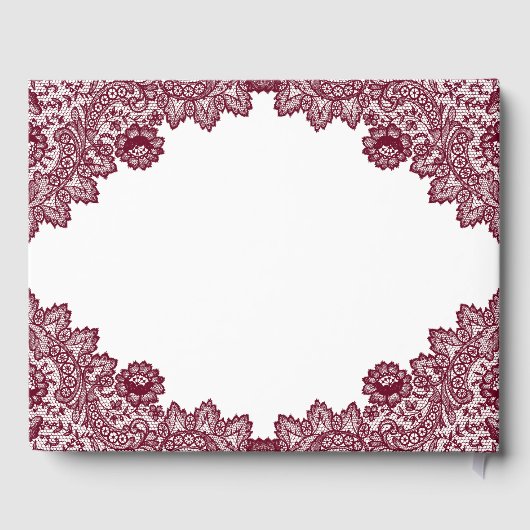 Elegant  Red Floral Lace Funeral Photo Gastenboek (Achterkant)