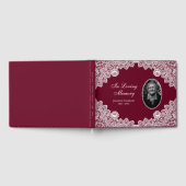 Elegant  Red Floral Lace Funeral Photo Gastenboek (Volledig)