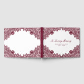 Elegant  Red Floral Lace Memorial Funeral Gastenboek (Volledig)