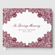 Elegant  Red Floral Lace Memorial Funeral