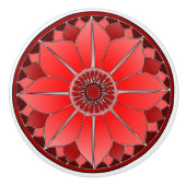 Elegant Red Floral Lotus Mandala Keramische Knop (Voorkant)
