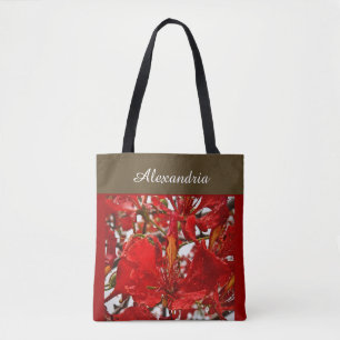 Elegant Red Floral Modern personaliseren Tote Bag