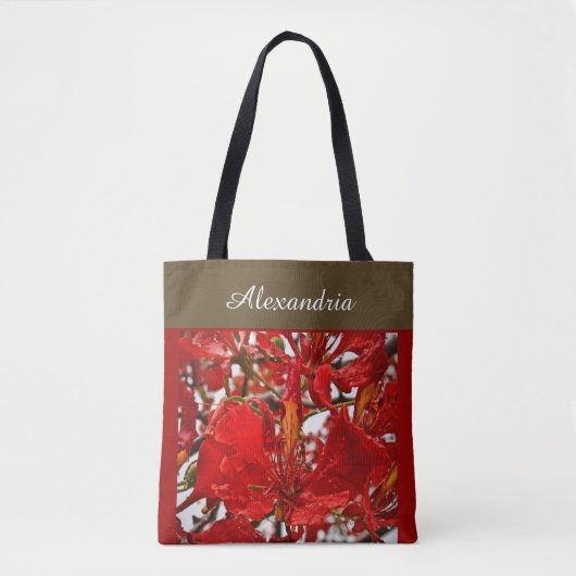 Elegant Red Floral Modern personaliseren Tote Bag (Voorkant)