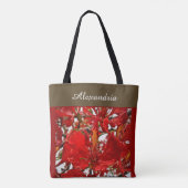 Elegant Red Floral Modern personaliseren Tote Bag (Achterkant)