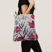 Elegant Red Floral Monogram Tote Bag (Dichtbij)