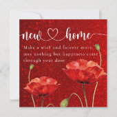 Elegant Red Floral New Home Housewarming Kaart (Voorkant)