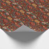 Elegant Red Floral Pattern Cadeaupapier (Hoek)