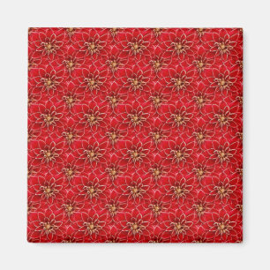 Elegant Red Floral Pattern Magneet