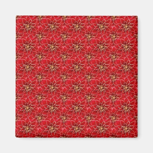 Elegant Red Floral Pattern Magneet (Voorkant)