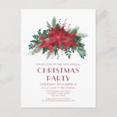 Elegant Red Floral Poinsettia kerstfeest Briefkaart (Voorkant)