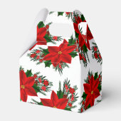 Elegant Red Floral Poinsettia Pine Greenery Leaves Bedankdoosjes (Achterkant)