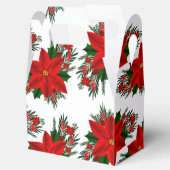 Elegant Red Floral Poinsettia Pine Greenery Leaves Bedankdoosjes (Geopend)