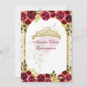 Elegant Red Floral Princess Gold Arch Quinceanera Kaart (Achterkant)