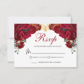 Elegant Red Floral RSVP Enclosure Card (Voorkant)