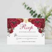 Elegant Red Floral RSVP Enclosure Card (Staand voorkant)