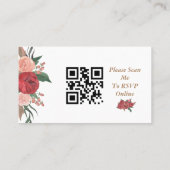 Elegant Red Floral Rustic Wedding RSVP Kaart Plaatskaartje (Achterkant)