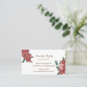 Elegant Red Floral Rustic Wedding RSVP Kaart Plaatskaartje (Staand voorkant)