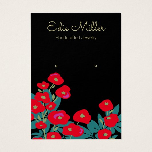 Elegant Red Floral Script die juwelen verdient Visitekaartje (Voorkant)