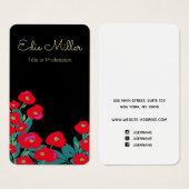 Elegant Red Floral Script Visitekaartje (Voorkant /achterkant)