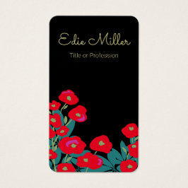 Elegant Red Floral Script Visitekaartje