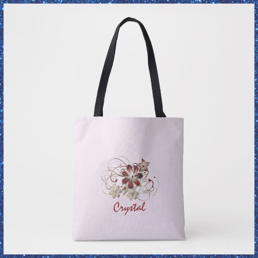 Elegant Red Floral Tote Bag