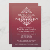 Elegant  Red Flourish Rehearsal Dinner Kaart (Voorkant / Achterkant)
