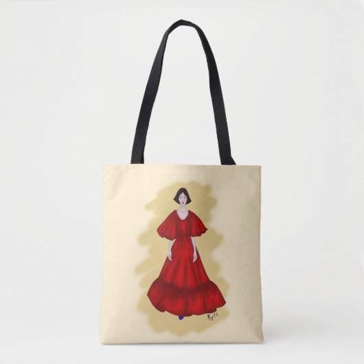 Elegant Red Flow and Warm Yellow Croqui Tote Bag (Voorkant)