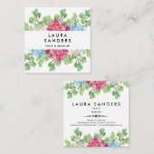 Elegant Red Flower Hair & Makeup Vierkante Visitekaartje (Voorkant / Achterkant)