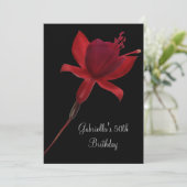 Elegant Red Flower op Black 50th Birthday Kaart (Staand voorkant)