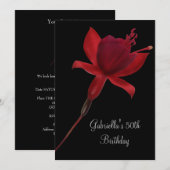 Elegant Red Flower op Black 50th Birthday Kaart (Voorkant / Achterkant)