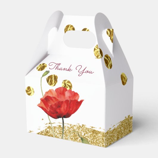 Elegant Red Flower Wedding Favor Box Bedankdoosjes (Achterkant)
