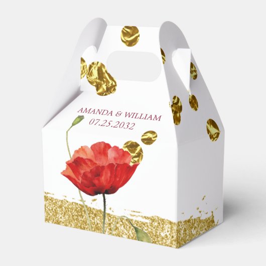 Elegant Red Flower Wedding Favor Box Bedankdoosjes (Voorkant Zijde)