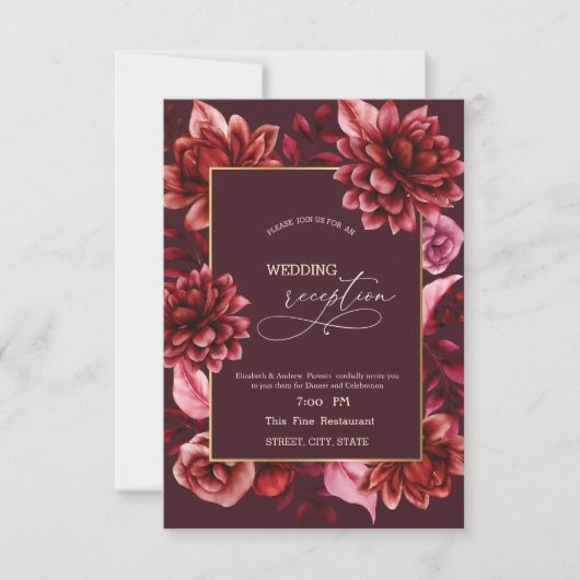 Elegant Red Flowers repetitie diner Kaart (Voorkant)