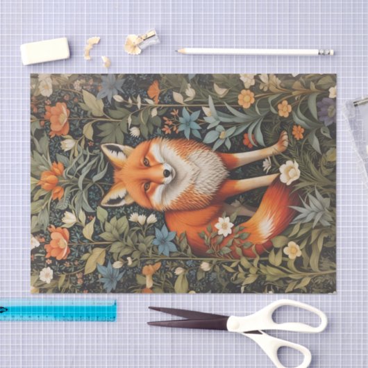 Elegant Red Fox Botanical Forest Tissuepapier (Craft)