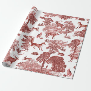 Elegant  Red Fox Rabbit Country Toile Cadeaupapier