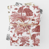 Elegant  Red Fox Rabbit Country Toile Inpakpapier Vel (In situ)