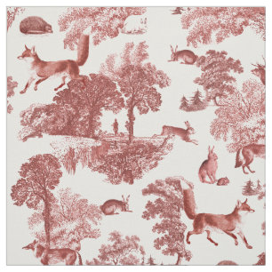 Elegant Red Fox Rabbit Country Toile Stof