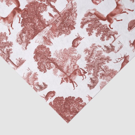 Elegant Red Fox Rabbit Country Toile Tissuepapier (Detail)
