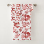 Elegant  Red French Toile Deer Bad Handdoek (Insitu)